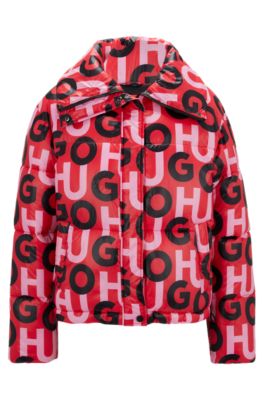 HUGO - Regular-fit padded jacket with hearts and stacked logos