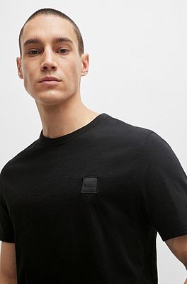 Cotton-jersey regular-fit T-shirt with logo patch