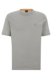 Cotton-jersey regular-fit T-shirt with logo patch, Grey