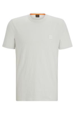 Hugo Boss Cotton-jersey Regular-fit T-shirt With Logo Patch In Light Grey