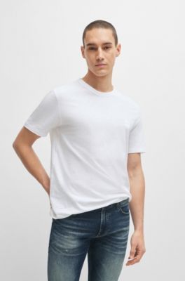 Hugo Boss Cotton-jersey Regular-fit T-shirt With Logo Patch In White