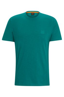 Hugo Boss Cotton-jersey Regular-fit T-shirt With Logo Patch In Dark Green