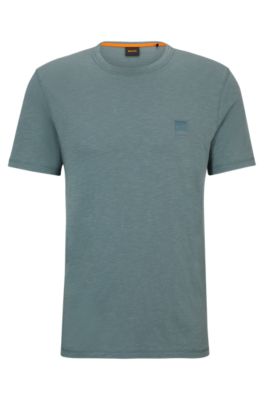 Hugo Boss Cotton-jersey Regular-fit T-shirt With Logo Patch In Light Green