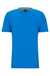 Cotton-jersey regular-fit T-shirt with logo patch, Light Blue