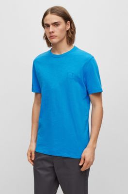 Hugo Boss Cotton-jersey Regular-fit T-shirt With Logo Patch In Light Blue