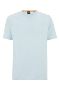 Cotton-jersey regular-fit T-shirt with logo patch, Light Blue