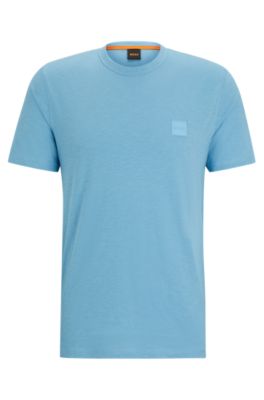 Hugo Boss Cotton-jersey Regular-fit T-shirt With Logo Patch In Light Blue