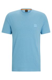 Cotton-jersey regular-fit T-shirt with logo patch, Light Blue