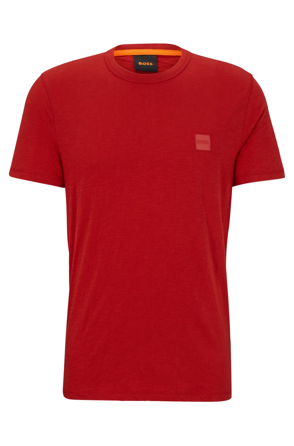 Cotton-jersey regular-fit T-shirt with logo patch, Red