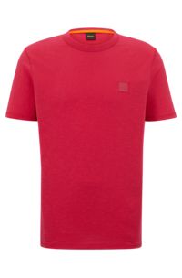 Cotton-jersey regular-fit T-shirt with logo patch, Pink