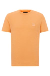 Cotton-jersey regular-fit T-shirt with logo patch, Light Orange