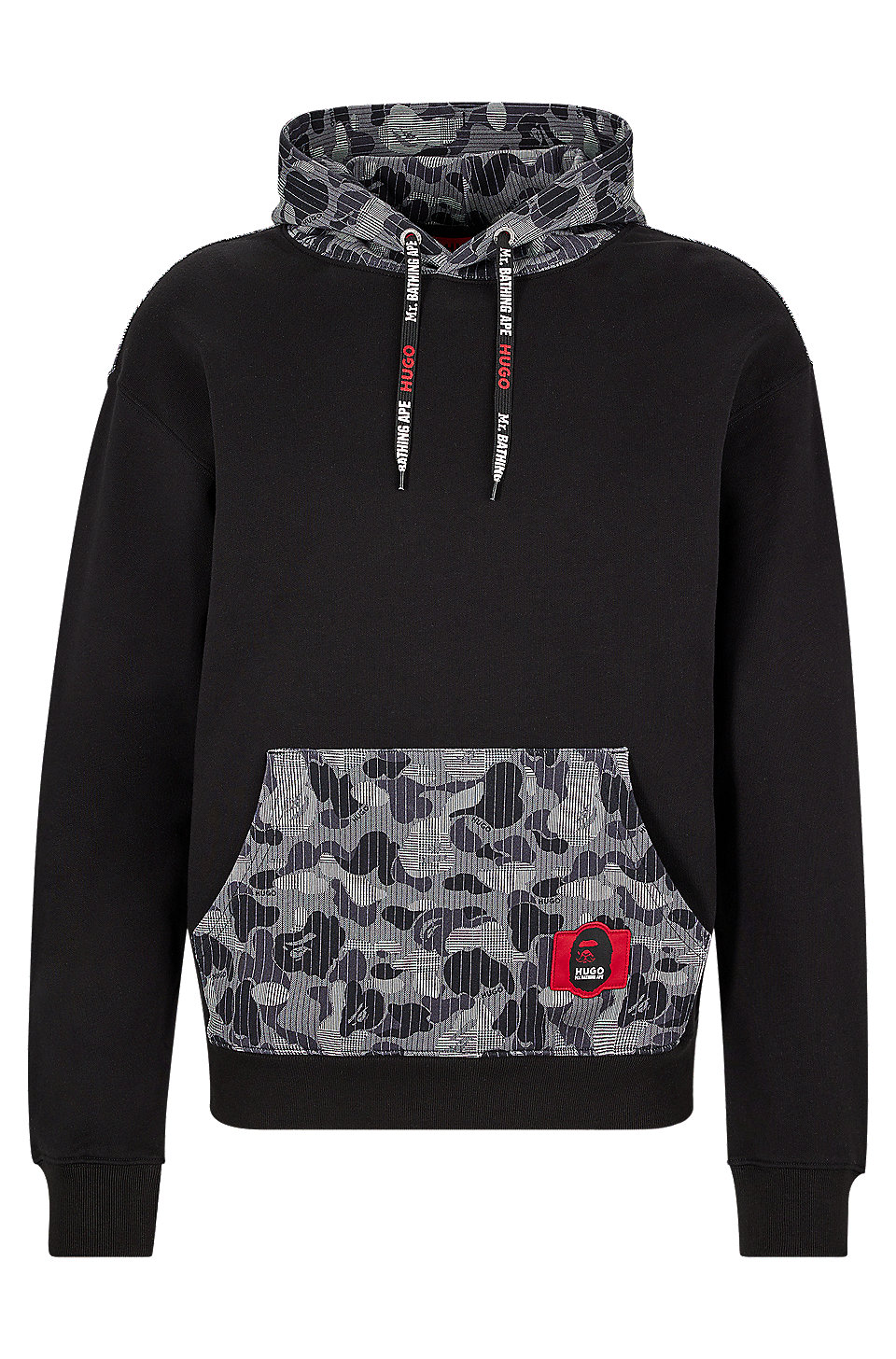 HUGO - Cotton-jersey hoodie with camouflage pattern and collaborative ...