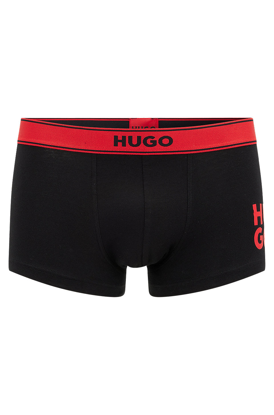 HUGO - Stretch-cotton trunks with stacked logo