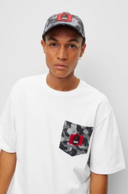 HUGO - Cotton-jersey T-shirt with camouflage-print branding