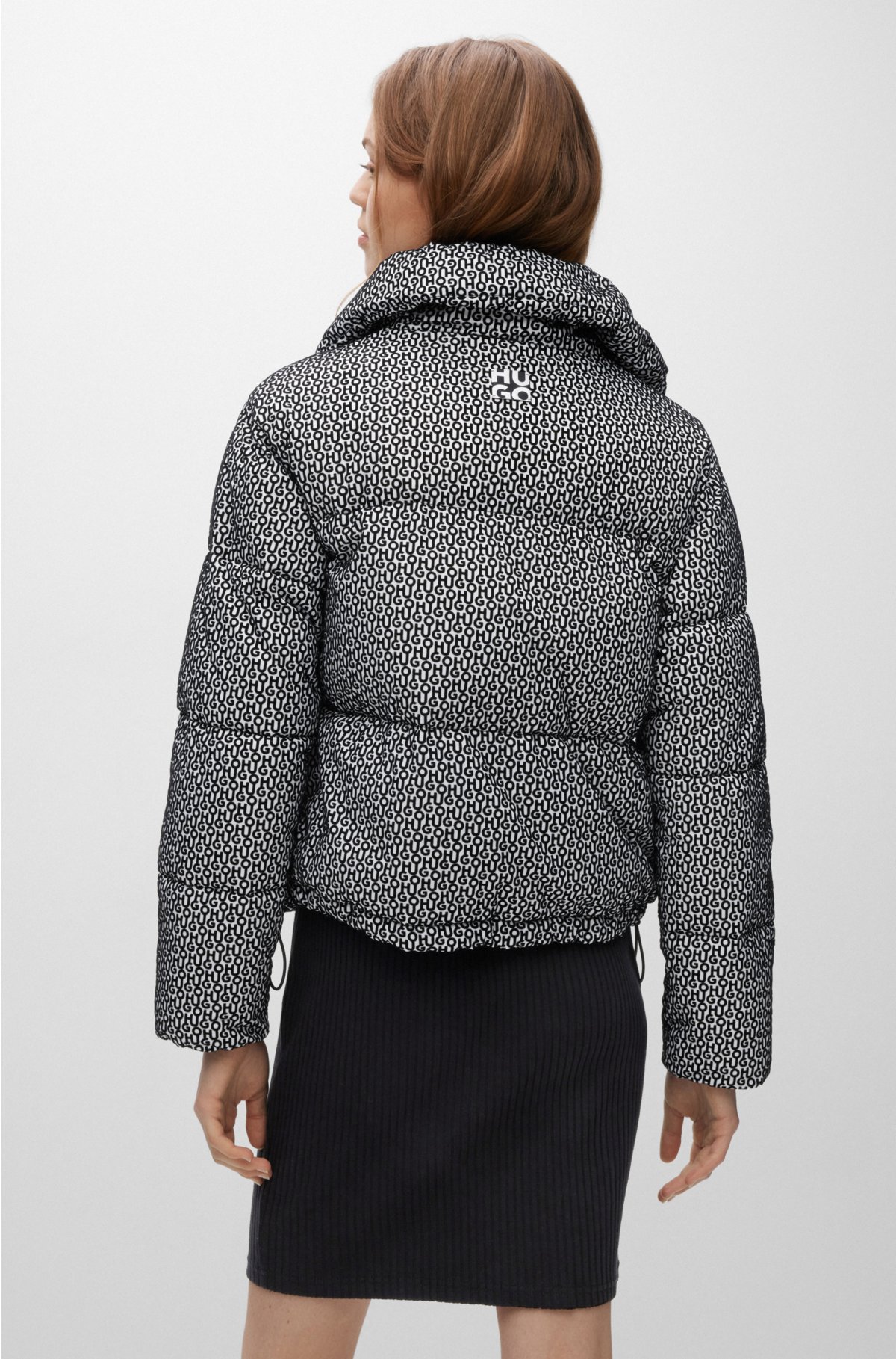 BOSS by HUGO BOSS Boxy-fit Padded Jacket With All-over Monograms in Gray