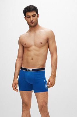 Stretch-cotton boxer briefs with stripes and logos