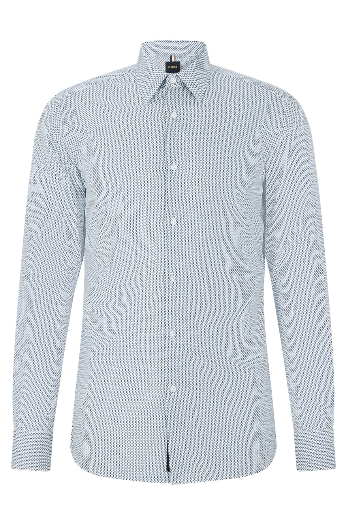 BOSS - Slim-fit shirt in printed Italian cotton poplin
