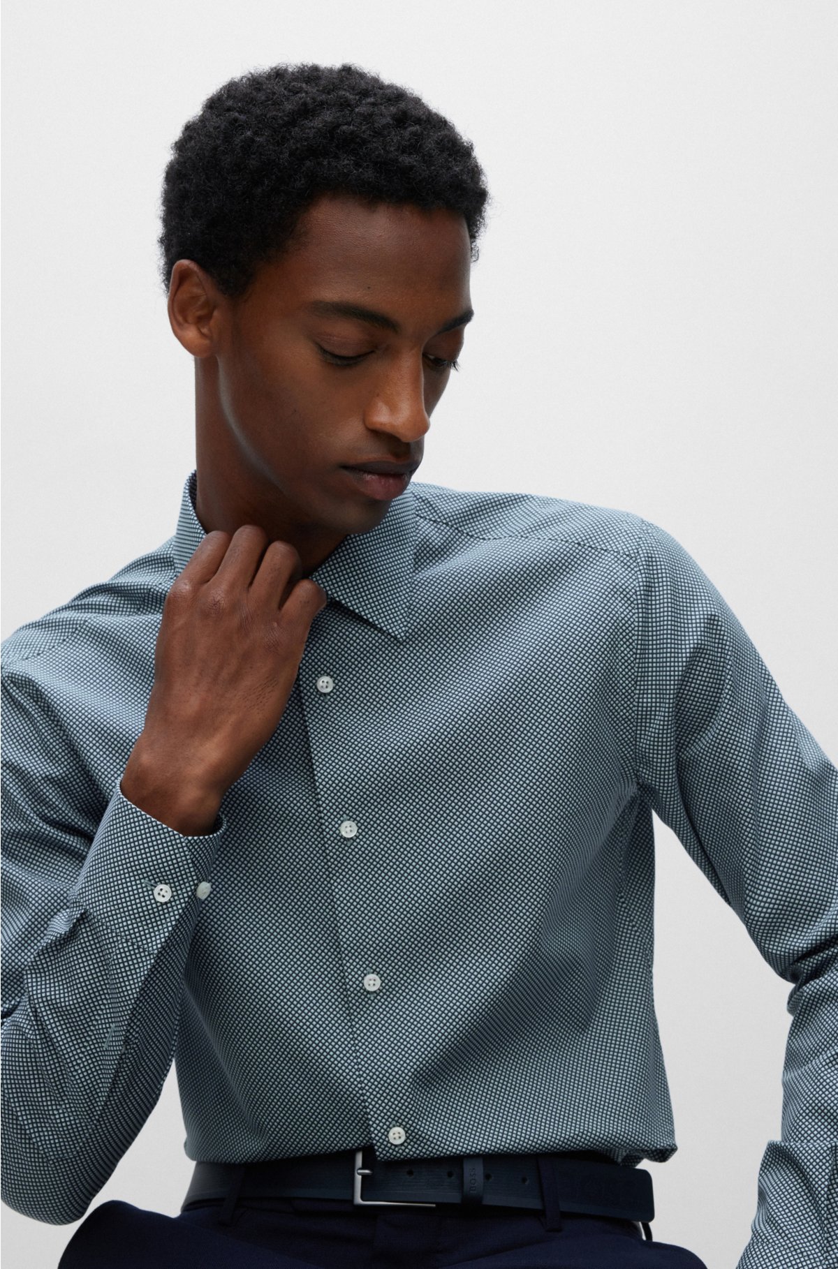 BOSS - Slim-fit shirt in Italian cotton poplin