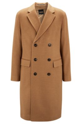 Marine blue camel hair coat by Louis Féraud