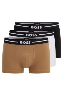 White Hugo Boss Mens 3 Pack Stretch Cotton Boxer Trunks - Get The