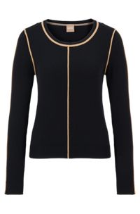 Wool-cashmere regular-fit sweater with contrast details, Patterned