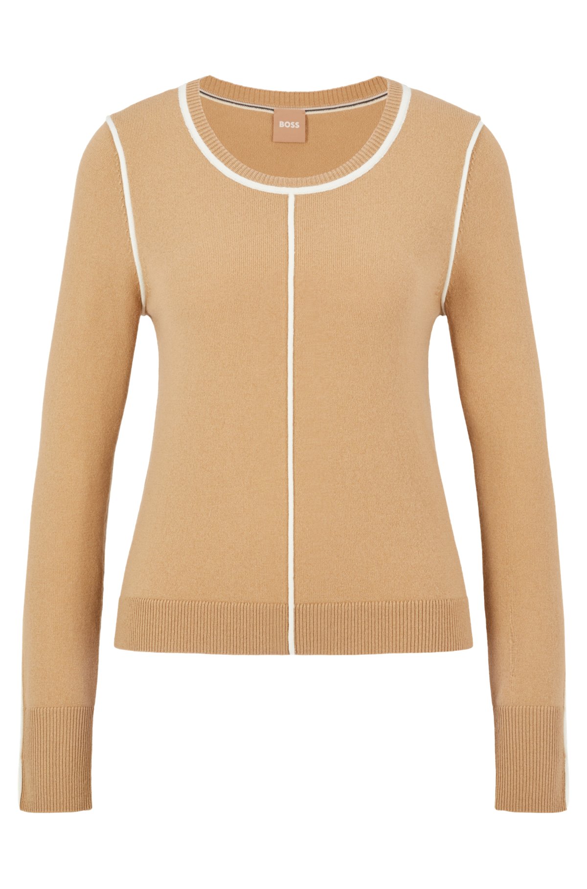 Wool-cashmere regular-fit sweater with contrast details, Patterned