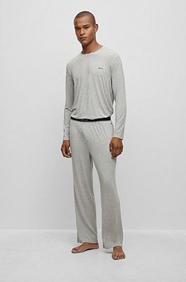 BOSS - Stretch-modal bottoms logo pajama with waistband