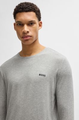 Camiseta de pijama de modal el&aacute;stico con detalle de logotipo, Gris