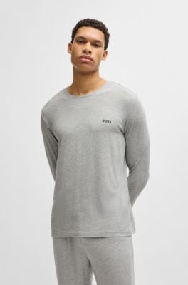 Camiseta de pijama de modal el&aacute;stico con detalle de logotipo, Gris