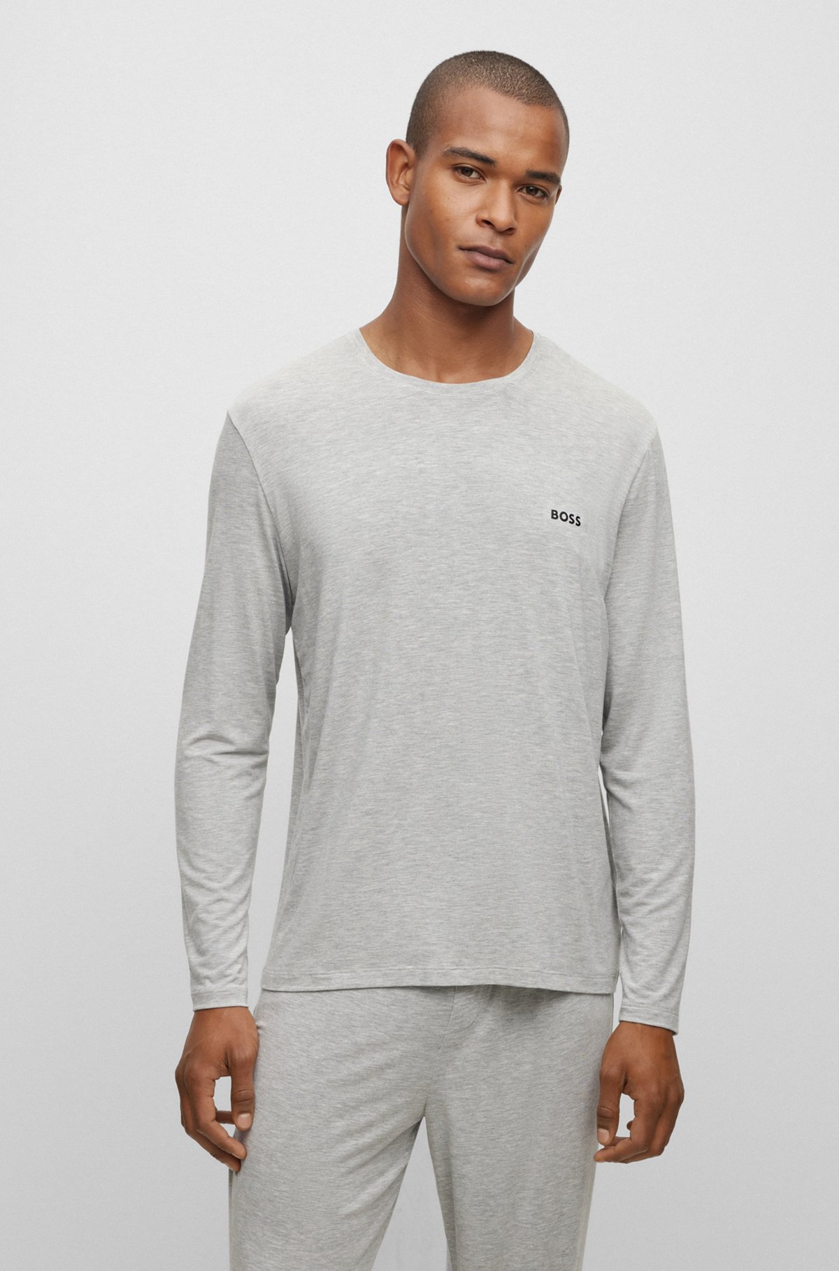 BOSS - Stretch-modal pajama T-shirt with logo detail
