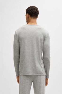 Camiseta de pijama de modal el&aacute;stico con detalle de logotipo, Gris
