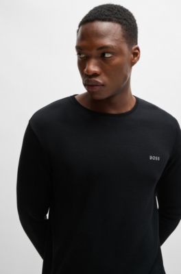 Camiseta de pijama en algod&oacute;n con logo bordado, Negro