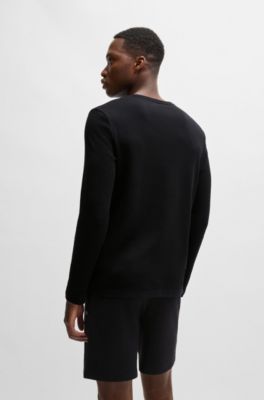 Camiseta de pijama en algod&oacute;n con logo bordado, Negro