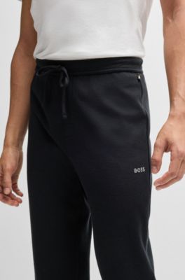 Pajama bottoms with embroidered logo, Black