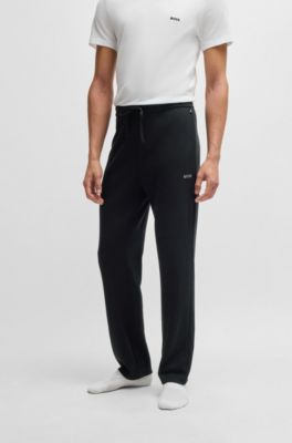 Shop Hugo Boss Pajama Bottoms With Embroidered Logo In Black