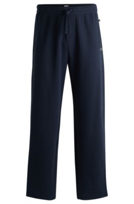 Shop Hugo Boss Pajama Bottoms With Embroidered Logo In Dark Blue