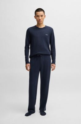 Pajama bottoms with embroidered logo, Dark Blue