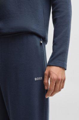 Pajama bottoms with embroidered logo, Dark Blue