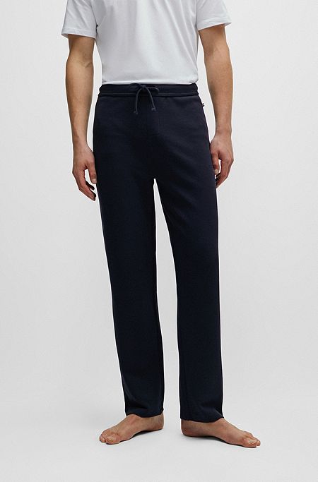 Pantalones de pijama de algodón con logo bordado, Azul oscuro