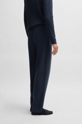 Pajama bottoms with embroidered logo, Dark Blue