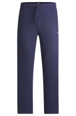 Shop Hugo Boss Pajama Bottoms With Embroidered Logo In Dark Blue