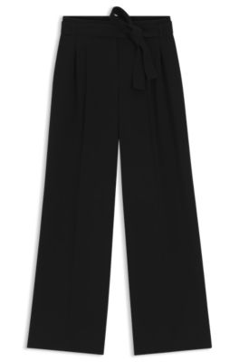 Relaxed-fit trousers in crease-resistant crepe, Black