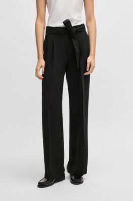 Hugo Boss Relaxed-fit Trousers In Crease-resistant Japanese Crepe In Black