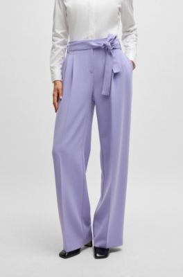 Relaxed-fit trousers in crease-resistant crepe, Purple