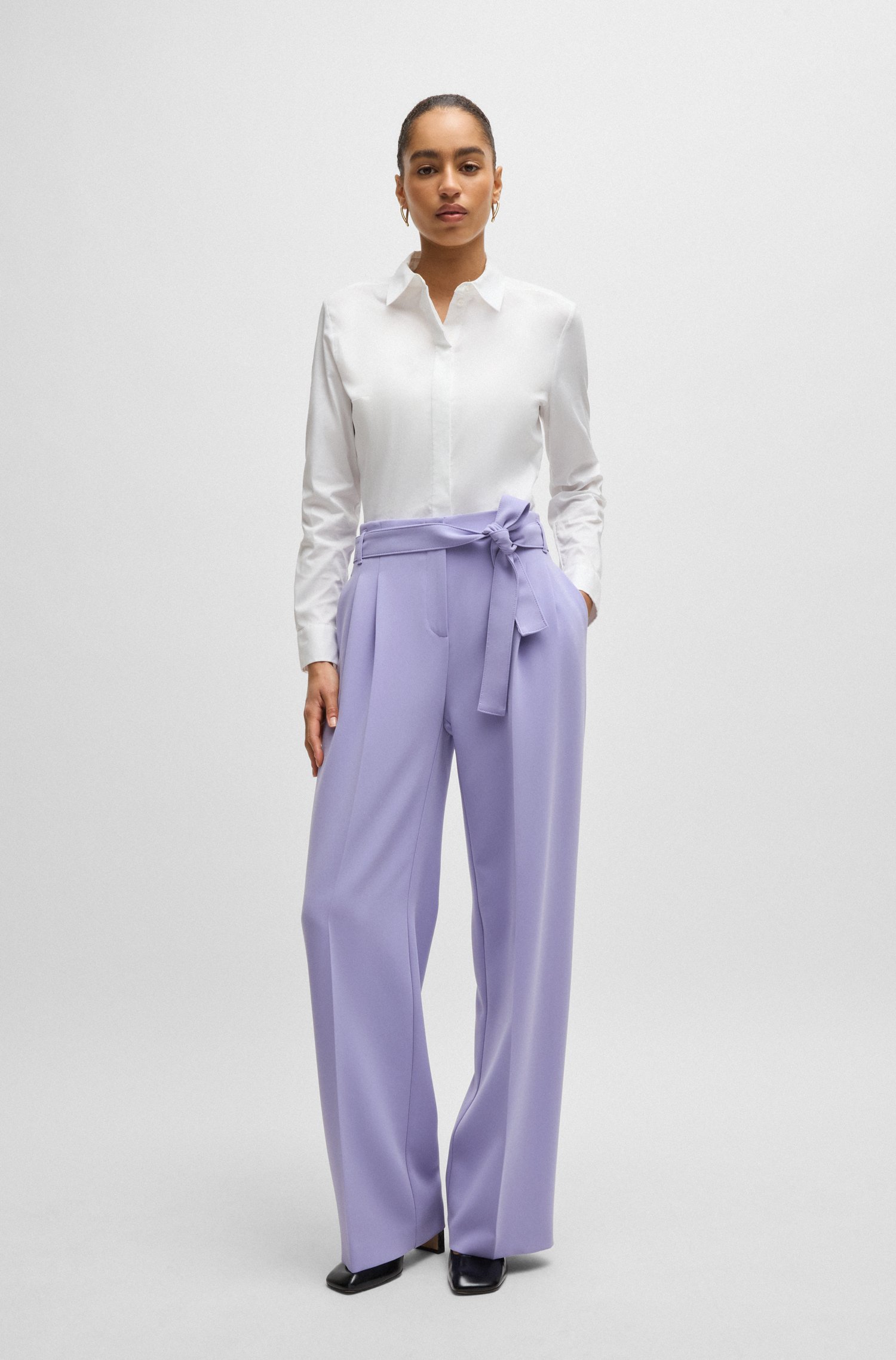 Relaxed-fit trousers crease-resistant Japanese crepe