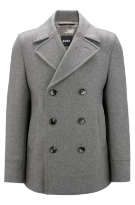 BOSS - Double-breasted, regular-fit coat in a wool blend