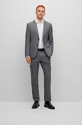 BOSS - Slim-fit suit in micro-patterned stretch fabric