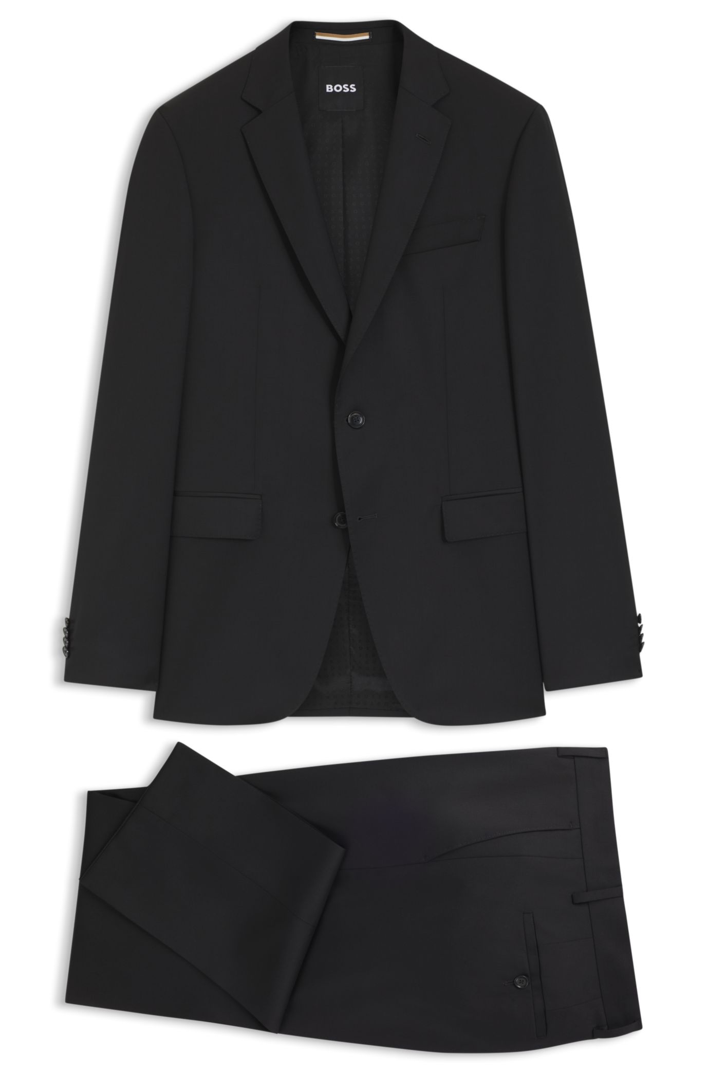 BOSS - Slim-fit suit in performance wool serge - Black