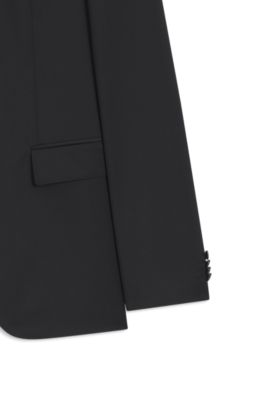 Slim-fit suit in performance wool serge, Black