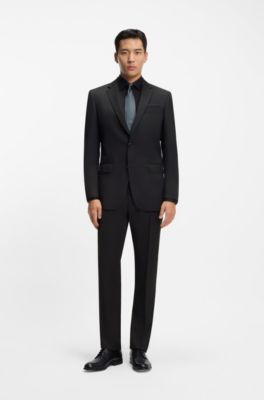 Slim-fit suit in performance wool serge, Black